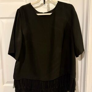 Banana Republic Black Fringe Crepe Blouse